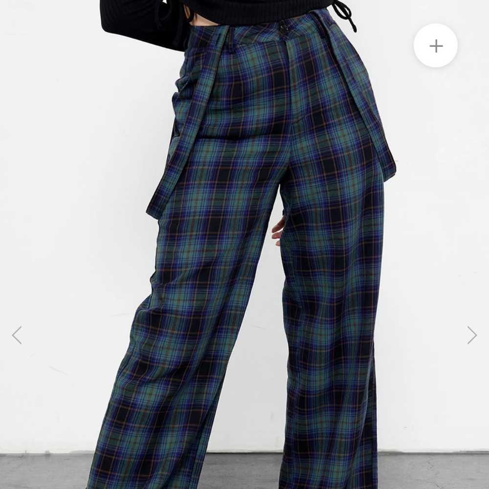 Disturbia Rebel Plaid Suspender Pants
